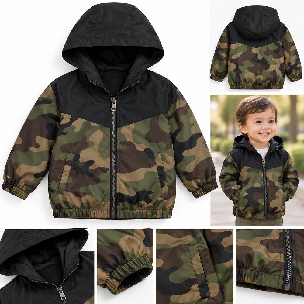SHEIN Toddler Navy Blue Utility Jacket 2T | Soft Lined Hooded Fall Coat